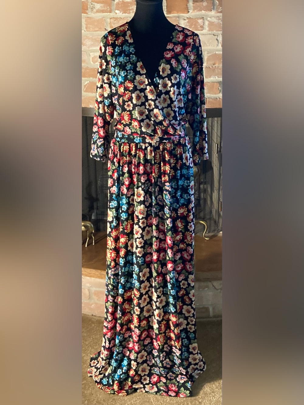Curations Black Floral Maxi Dress with Multicolor Blooms
